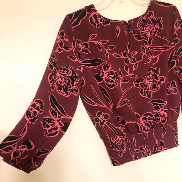OLM Floral Blouse w/ Elastic Waist & Balloon Sleeves - Picture 8 of 16